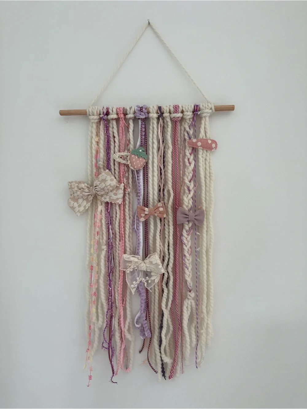 Handmade baby girl nursery wall hanging bow holder and organizer